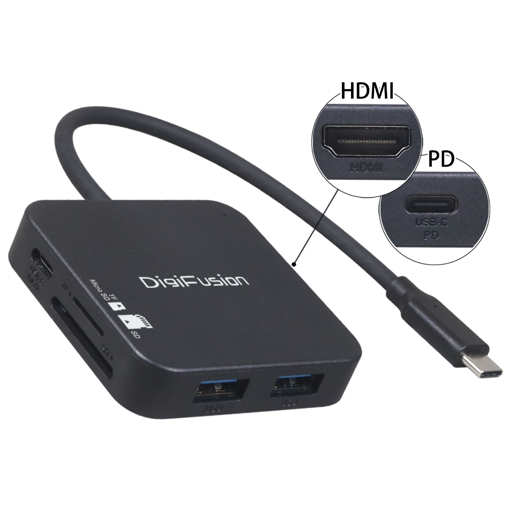 伽利略 Type-C HDMI 4K ＋ U3 HUB + SD/Micro SD 讀卡機 + PD