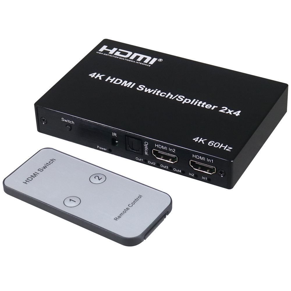 伽利略 HDMI 4K@60Hz 影音分配器 2進4出 Slim版