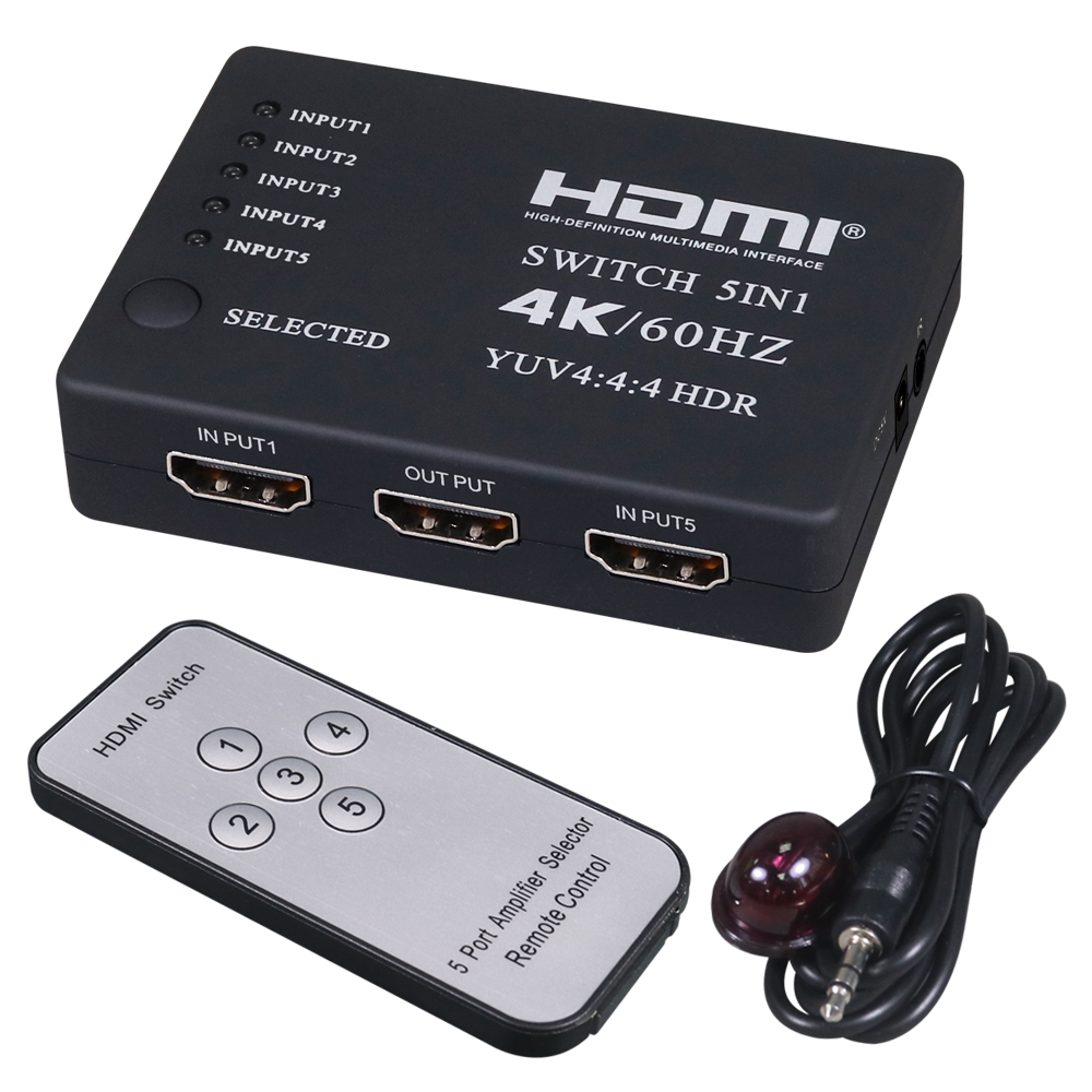 伽利略 HDMI 4K@60Hz 影音切換器 5進1出 + 遙控器