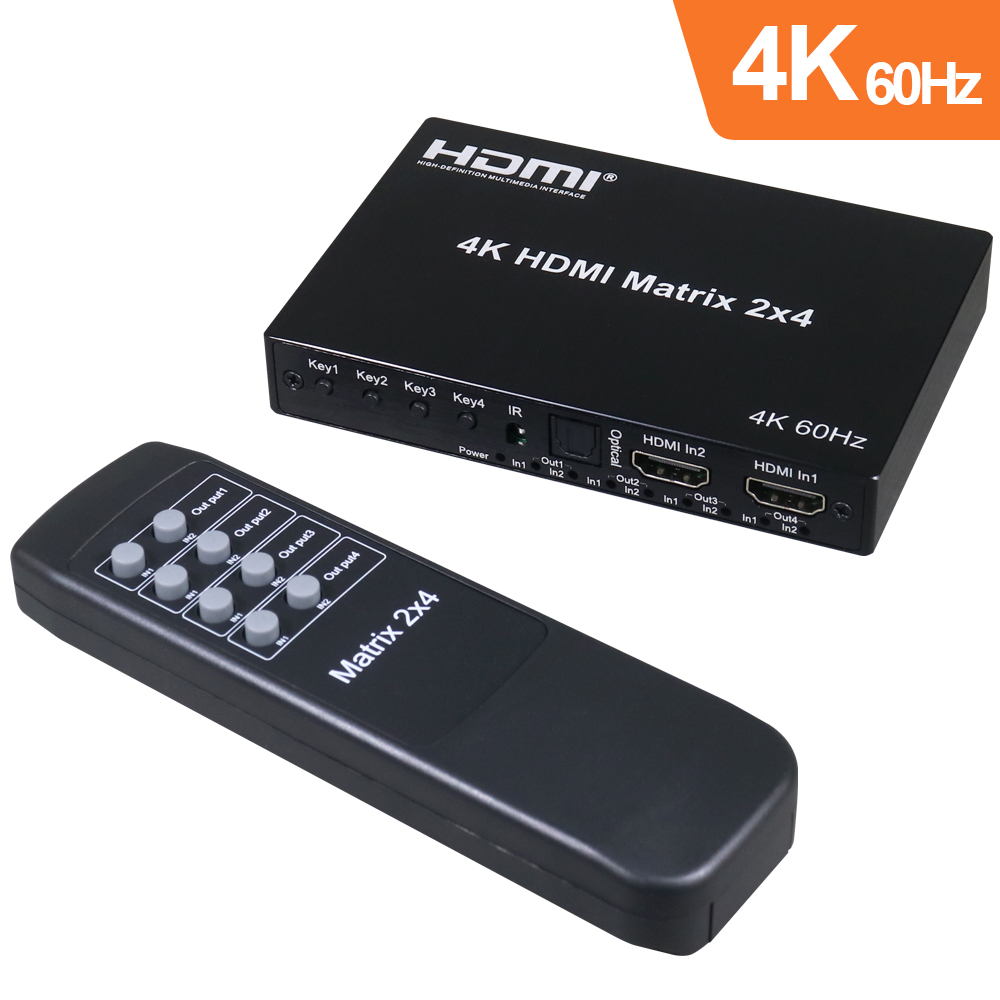 伽利略 HDMI 4K@60Hz 影音分配器 矩陣式 2進4出 Slim版