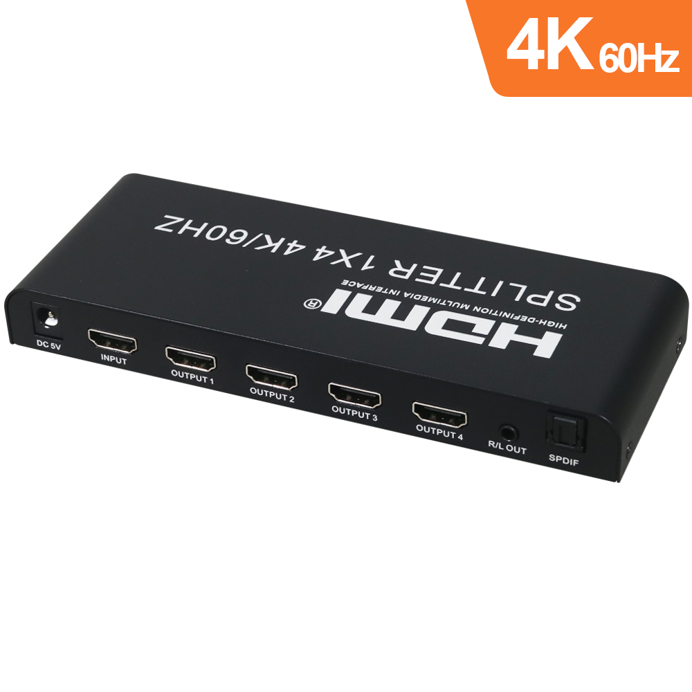 伽利略 HDMI 4K@60Hz 影音分配器 1進4出 (帶音源分離)