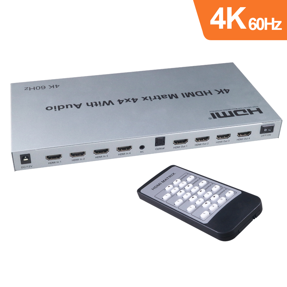 伽利略 HDMI 4K@60Hz影音分配器 矩陣式 4進4出