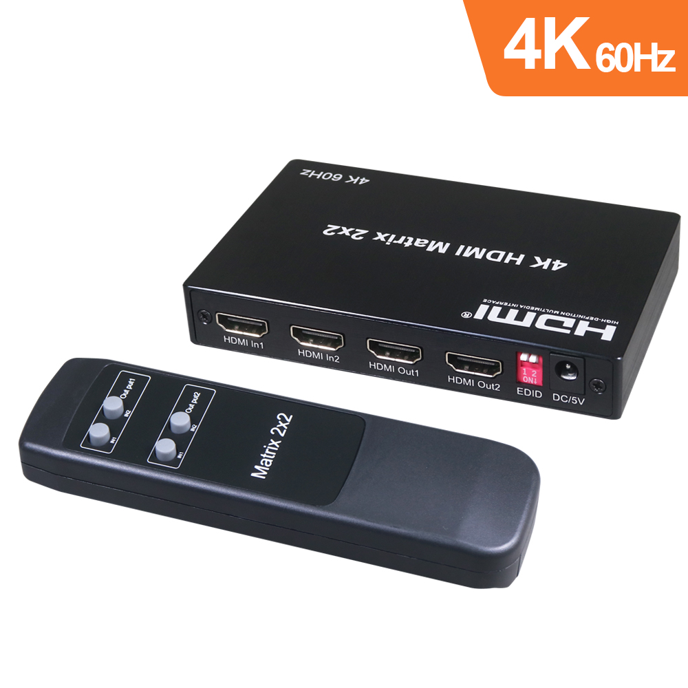 伽利略 HDMI 4K@60Hz 影音分配器 矩陣式 2進2出 Slim版