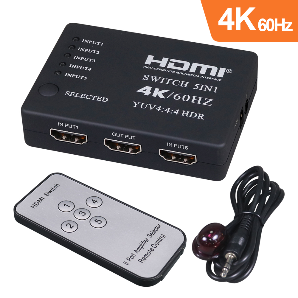 伽利略 HDMI 4K@60Hz 影音切換器 5進1出 + 遙控器