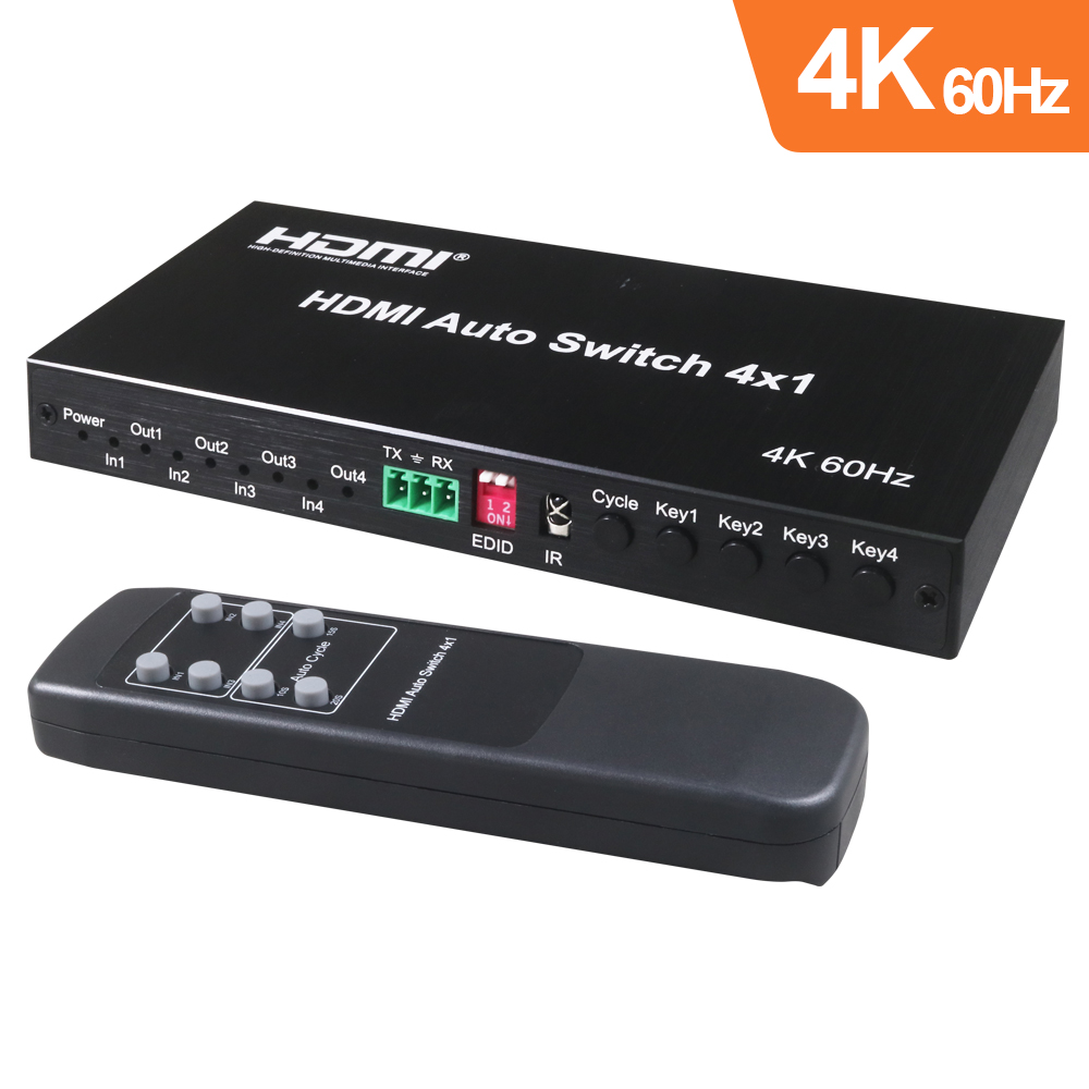 伽利略 HDMI 4K@60Hz 影音切換器 4進1出 + 遙控器