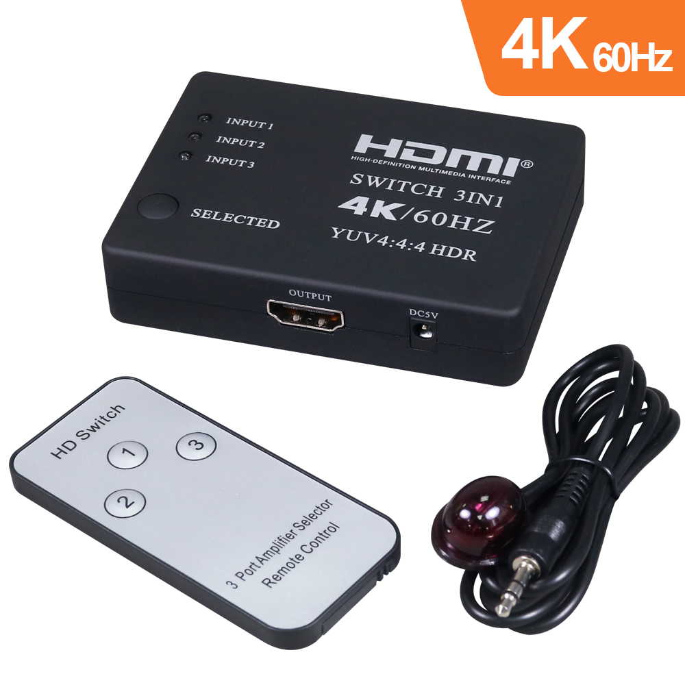 伽利略 HDMI 4K@60Hz 影音切換器 3進1出 + 遙控器