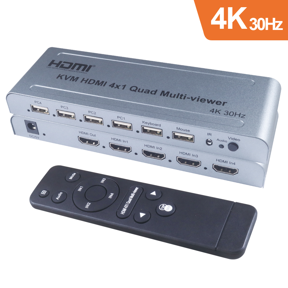 伽利略 HDMI 4K30Hz 4進1出 KVM影音分割器