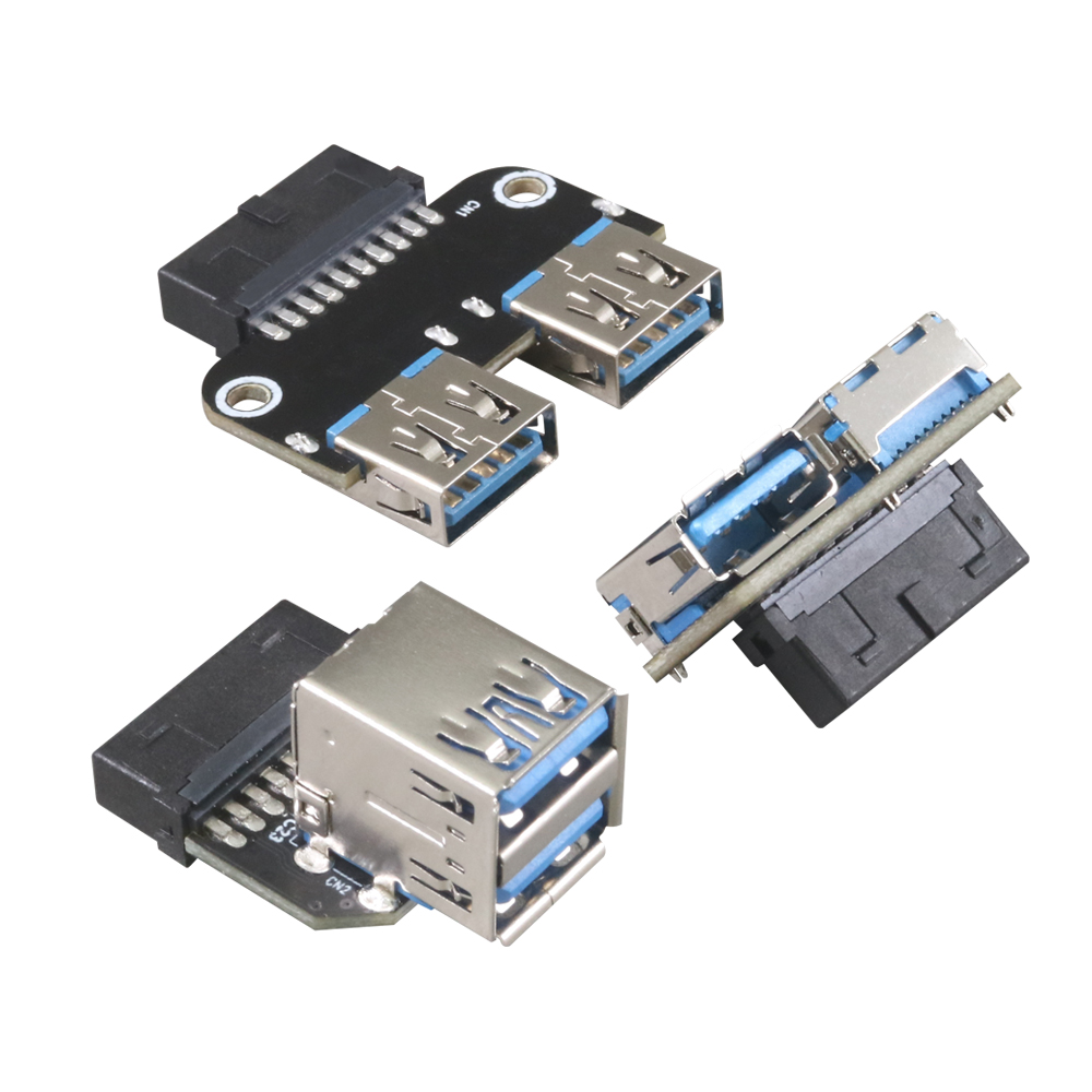 伽利略 USB 3.0 19pin to type-A 2埠 轉接頭  (並型/雙層/相反)